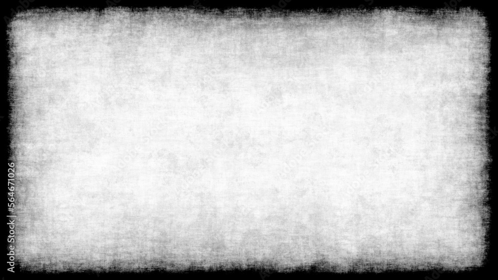 Grunge empty fabric background frame with vignette border. Dirty distressed black and white vintage 8k 16:9 weathered faded old linen, burlap or canvas texture. Retro transparent overlay or backdrop. - obrazy, fototapety, plakaty 