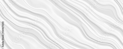 Seamless subtle white glossy soft waves transparent background texture overlay. Abstract wavy embossed marble displacement, bump or height map. Simple panoramic banner wallpaper pattern. 3D rendering.