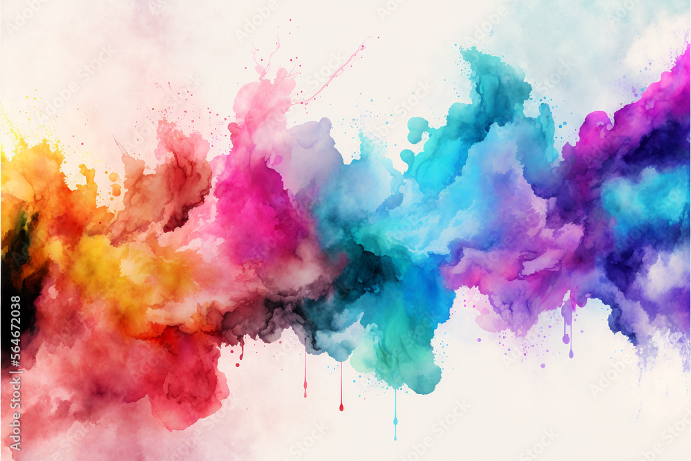 Colorful splashes of watercolor paint