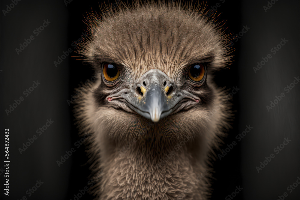 Ostrich looking into camera - AI Generated