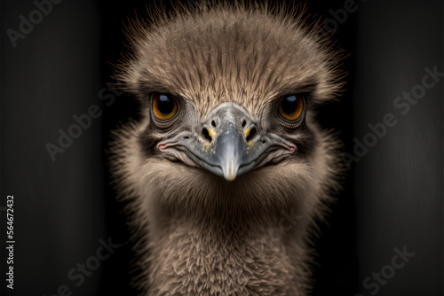 Ostrich looking into camera - AI Generated