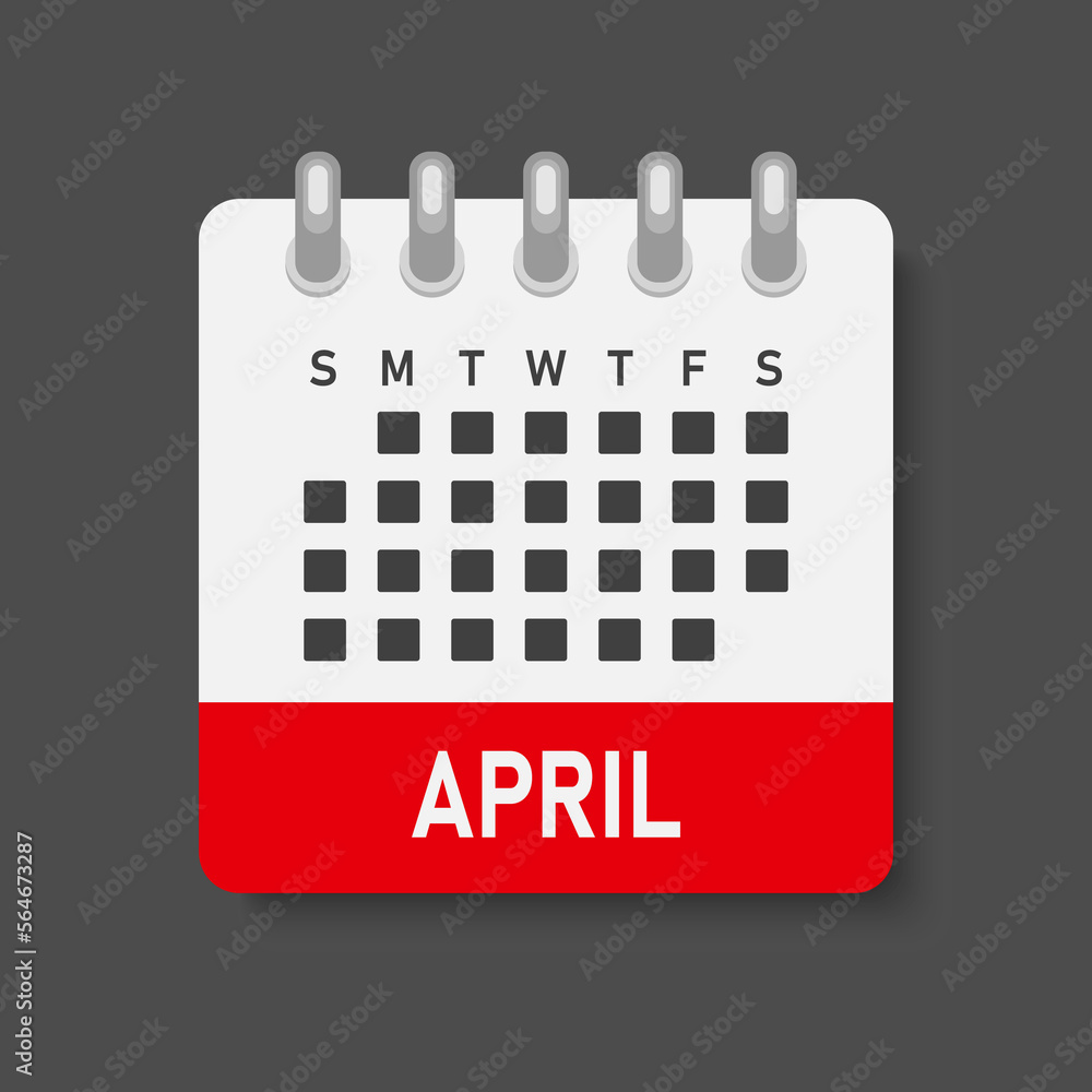 Vector template icon page calendar, month April Vector template icon page calendar, month April