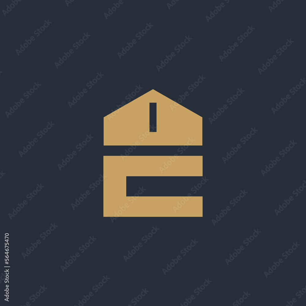 E logo house icon design template elements E logo house icon design template elements