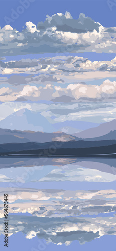 Picturesque view of a lake with mountains reflected in it