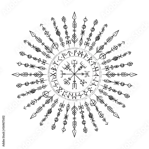 Scandinavian viking symbols circle