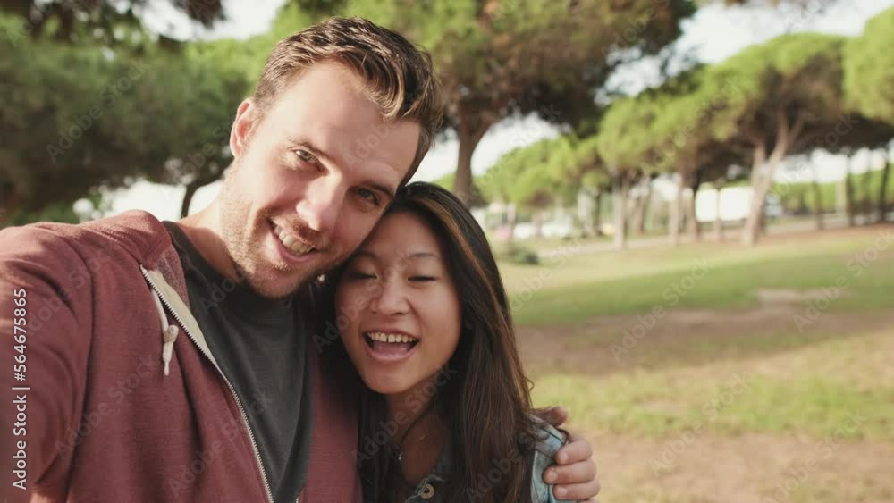 Close-up of couple in love taking selfie Close-up of couple in love taking selfie