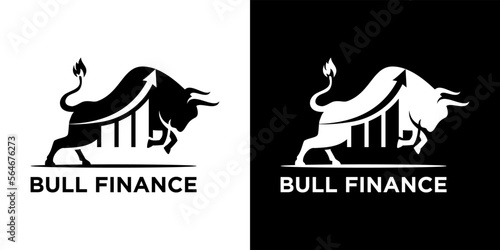 Financial bull logo design, Finance and economy part business productivity logo icon.