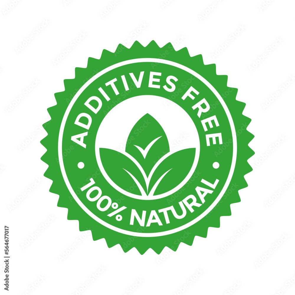 Additives free vector logo template. Can be used for badge. This design is round with green color. Additives free vector logo template. Can be used for badge. This design is round with green color.