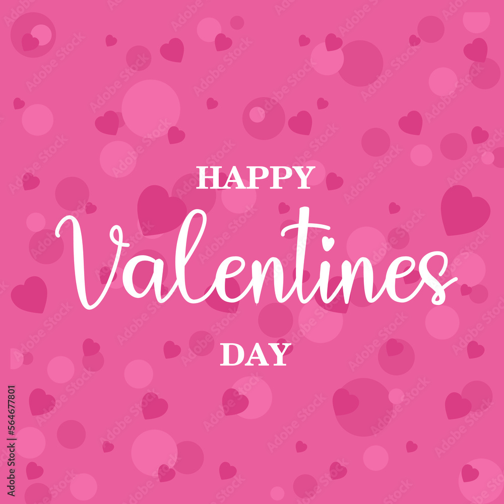Valentine's Day square template. Social media post with circle shapes and hearts. Happy Valentine's Day illustration for greeting card, mobile apps, banner design and web ads. vector illustration