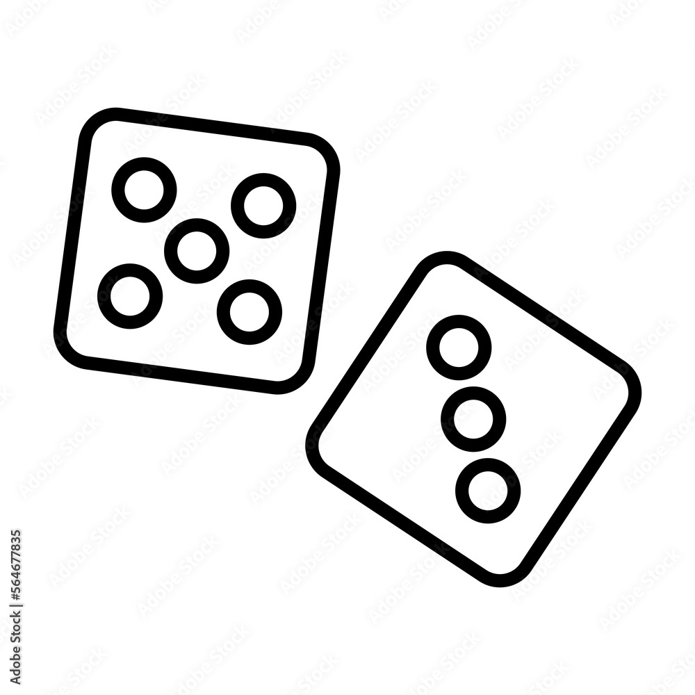 Dice icon line isolated on white background. Black flat thin icon on modern outline style. Linear symbol and editable stroke. Simple and pixel perfect stroke vector illustration Dice icon line isolated on white background. Black flat thin icon on modern outline style. Linear symbol and editable stroke. Simple and pixel perfect stroke vector illustration