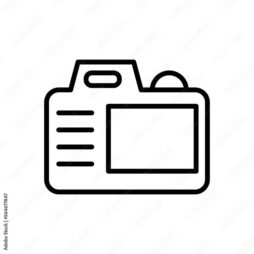 Camera back icon line isolated on white background. Black flat thin icon on modern outline style. Linear symbol and editable stroke. Simple and pixel perfect stroke vector illustration Camera back icon line isolated on white background. Black flat thin icon on modern outline style. Linear symbol and editable stroke. Simple and pixel perfect stroke vector illustration