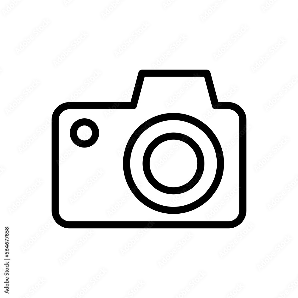 Modern cam icon line isolated on white background. Black flat thin icon on modern outline style. Linear symbol and editable stroke. Simple and pixel perfect stroke vector illustration Modern cam icon line isolated on white background. Black flat thin icon on modern outline style. Linear symbol and editable stroke. Simple and pixel perfect stroke vector illustration