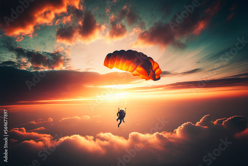 Vászonkép Parachuting