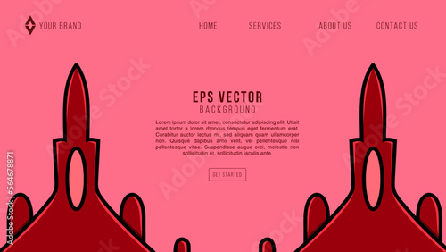 High speed concept. Fighter jet in the form of Arrow Light out technology background Hitech communication concept innovation red background, vector design