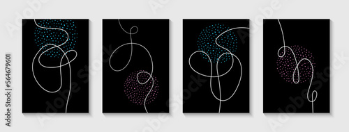 One line minimalist posters, wall art, covers. Creative abstract contemporary vector pictures for interior decorations