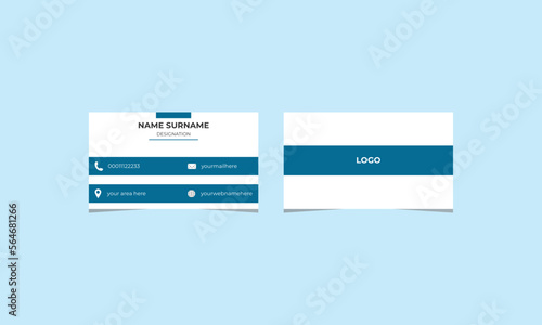 Creative modern business card template. Blue Business Card Layout. Blue modern creative business card and name card horizontal simple clean template vector design. Vector white and blue combination. 