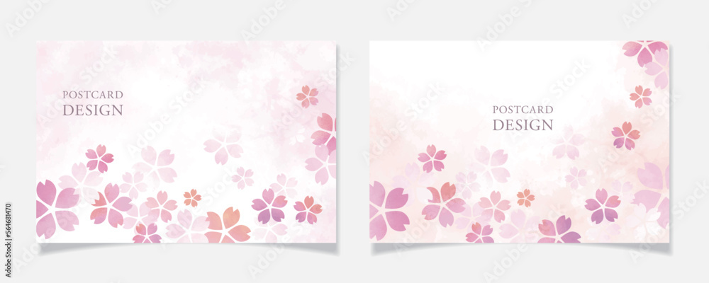 桜の花びらをモチーフにしたポストカードデザインF