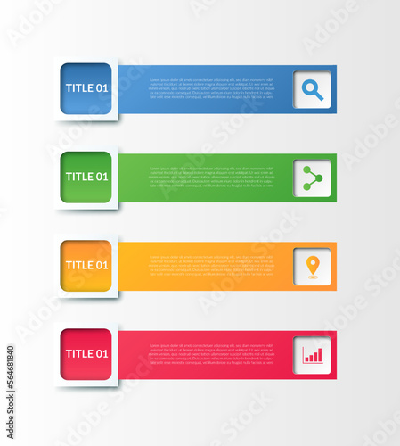 Business Infographic. Modern infographic template. Abstract diagram with 4 steps, options, parts, or processes. Vector business template for presentation. Creative concept for infographic