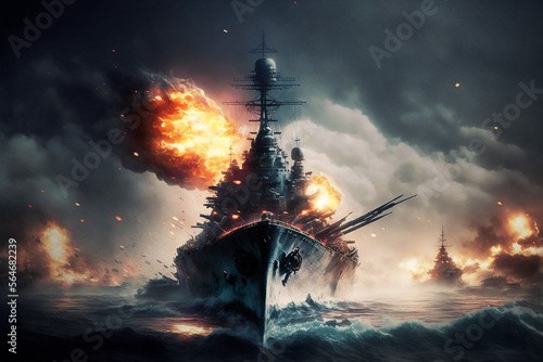 Illustration of Perl Harbor Battle - AI generative photo