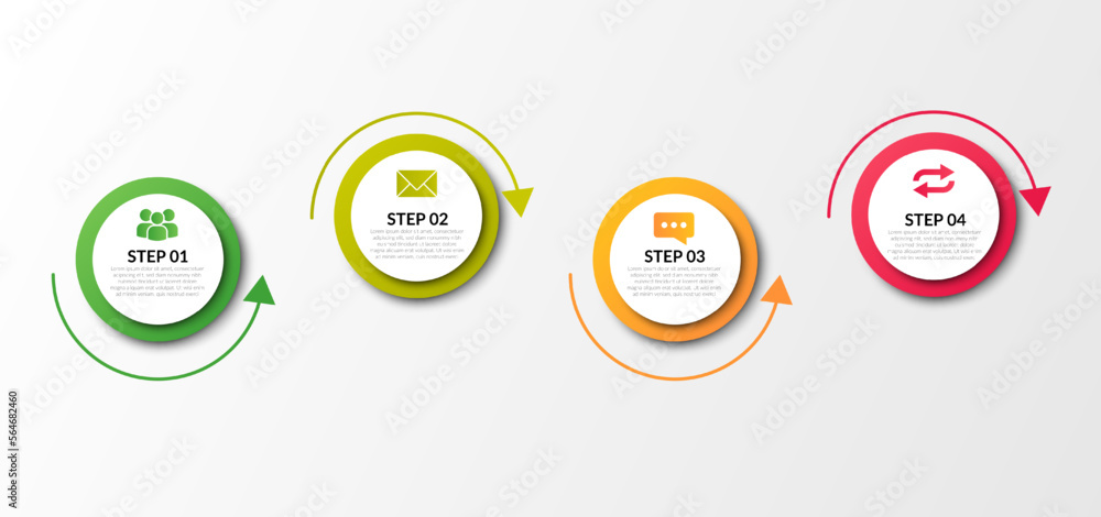 Vector circle infographic, cycle diagram, graph, presentation chart. Business infographics concept with 4 options, parts, and steps. Business Infographic processes. Creative concept for infographic Vector circle infographic, cycle diagram, graph, presentation chart. Business infographics concept with 4 options, parts, and steps. Business Infographic processes. Creative concept for infographic