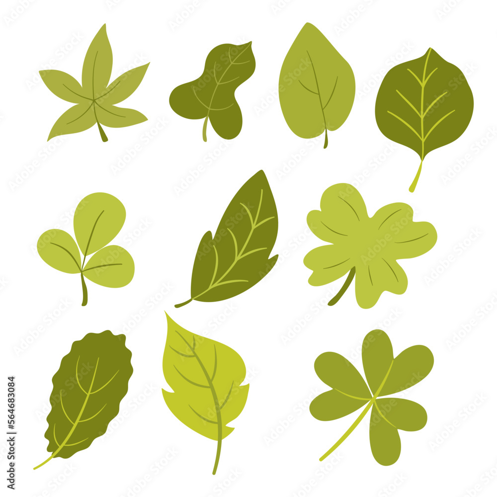set of leaves vector elements 