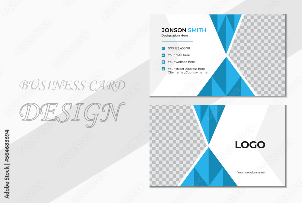 Blue modern creative business card . Business Card Template. Creative and Clean Business Card Template. Double-sided Creative Business Card Template .