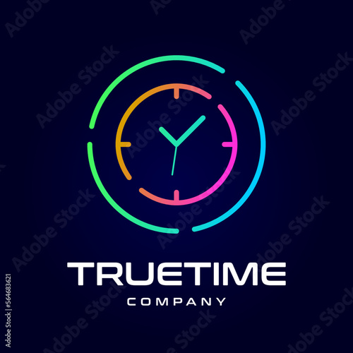 Clock with neon style and checklist symbol. This illustration suitable for website or ui business.