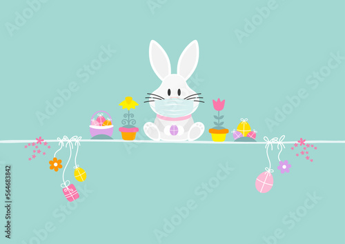 Weißer Osterhase Maske & Icons Türkis