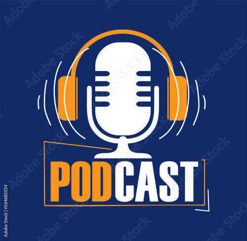 Podcast logo icon sound microphone earphone broadcast