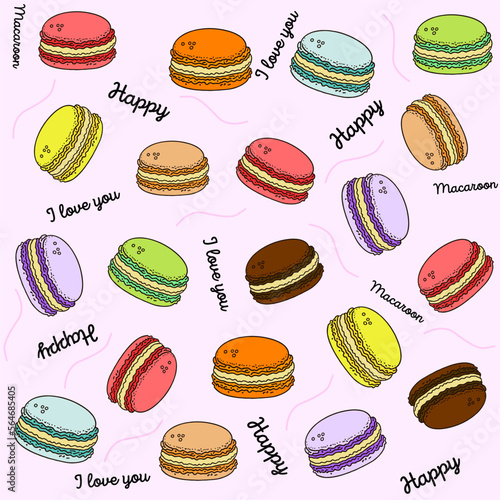 Vector background with French macarons for banners, cards, flyers, social media wallpapers