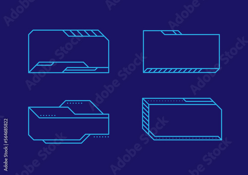 Interface frame set line style. Abstract geometric shape technology design. Digital communication template message background