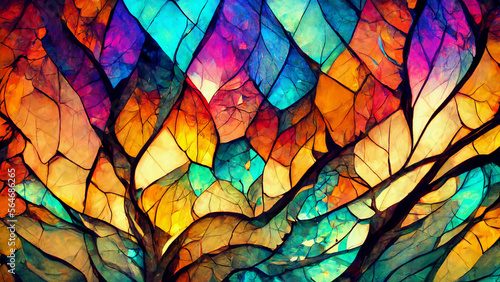 stained glass fractal colorful photo realistic illustration Generative AI Content by Midjourney