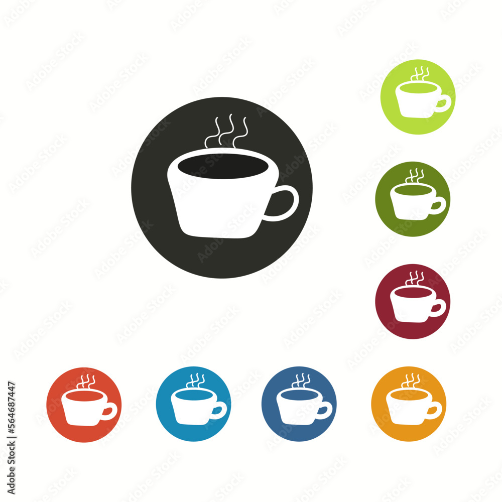 Round Tea Cup Icons Vector Round Tea Cup Icons Vector