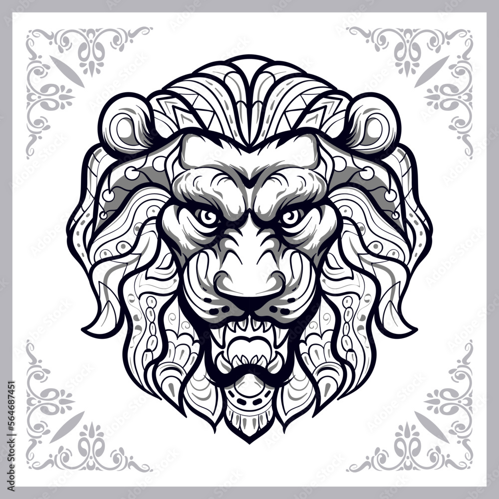 Lion head mandala arts isolated on white background Lion head mandala arts isolated on white background