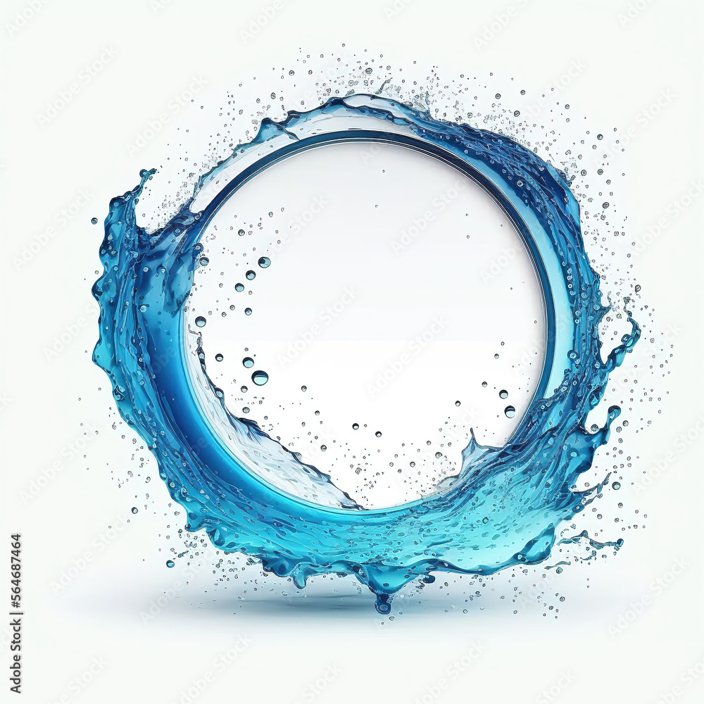 Fototapeta premium water splash empty frame on white background created with Generative AI