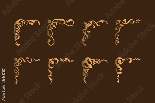 Set of vintage corners elements for decoration