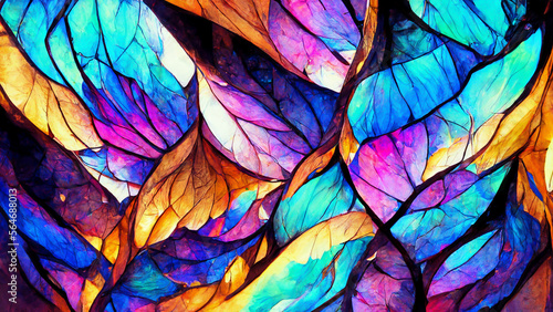 stained glass fractal colorful photo realistic illustration Generative AI Content by Midjourney