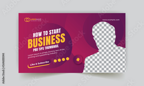 Creative corporate youtube thumbnail and social media web banner template