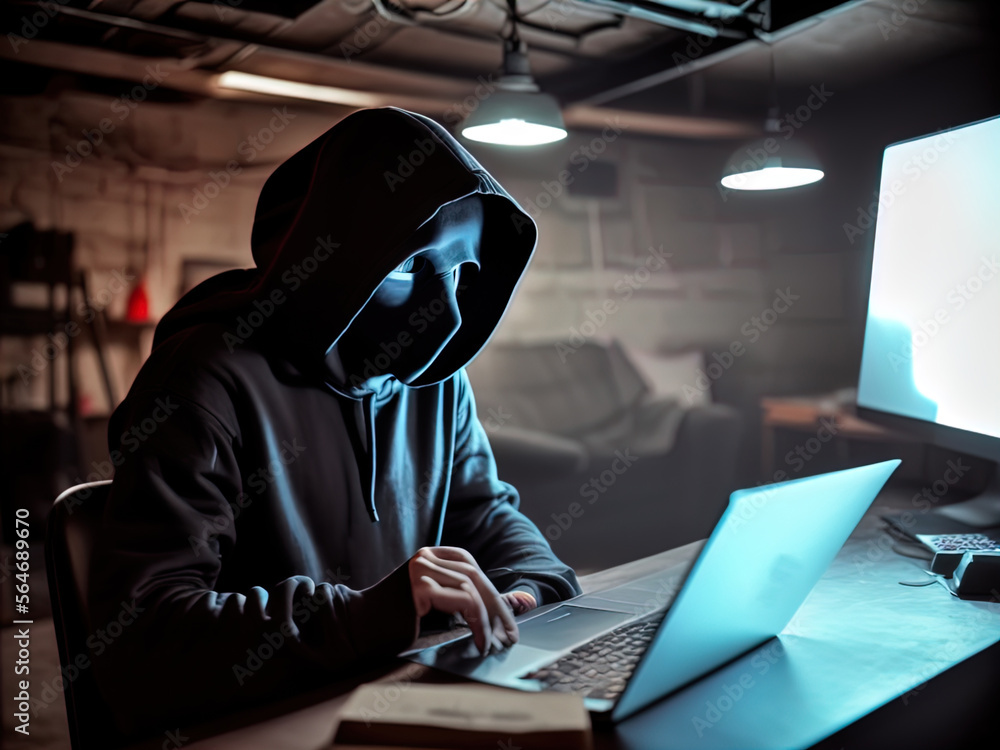 Mysterious hacker in a mask and hoodie. Mysterious hacker in a mask and hoodie.