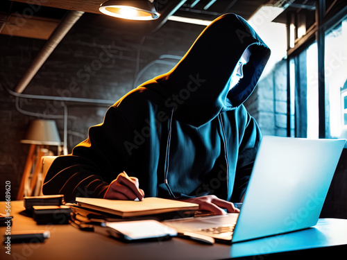 Mysterious hacker in a mask and hoodie. 