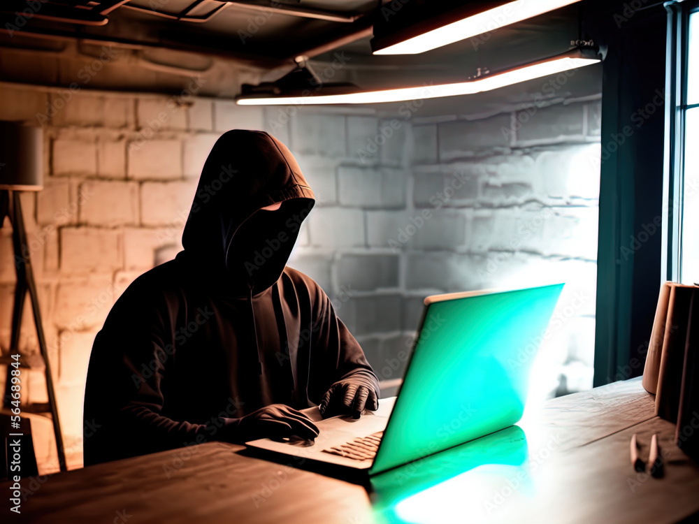 Mysterious hacker in a mask and hoodie. Mysterious hacker in a mask and hoodie.