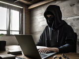 Mysterious hacker in a mask and hoodie. 