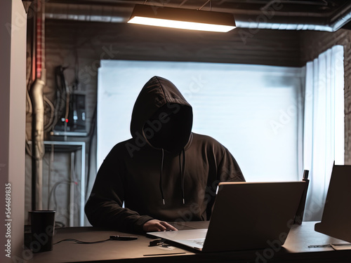 Mysterious hacker in a mask and hoodie. 