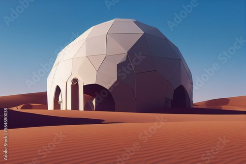 Fotobehang .futuristic dome building in the Sahara desert place of shooting the fourth epis