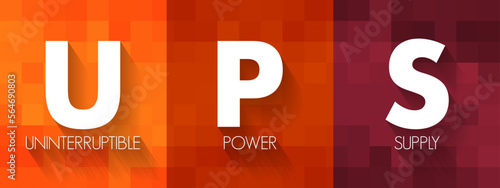 UPS - Uninterruptible Power Supply is an electrical apparatus that provides emergency power to a load when the input power source or mains power fails, acronym text concept background