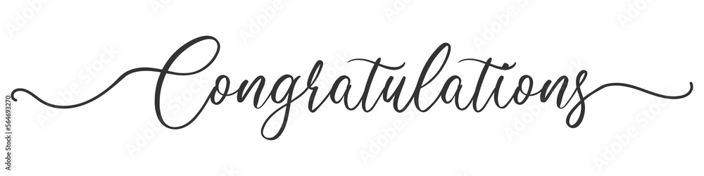 Congratulations handwritten text lettering on white background.	
