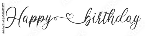 Happy birthday handwritten text lettering on white background.	
