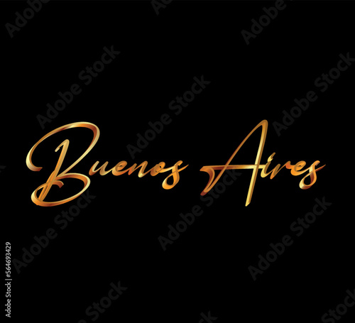 decorative 3d gold buenos aires text on black background