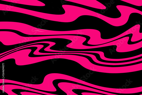 Pattern with wavy, curves lines. Optical art background. Wave design black and magenta. Digital image with a psychedelic stripes. Vector illustration  