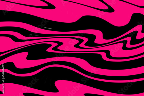 Pattern with wavy, curves lines. Optical art background. Wave design black and magenta. Digital image with a psychedelic stripes. Vector illustration  